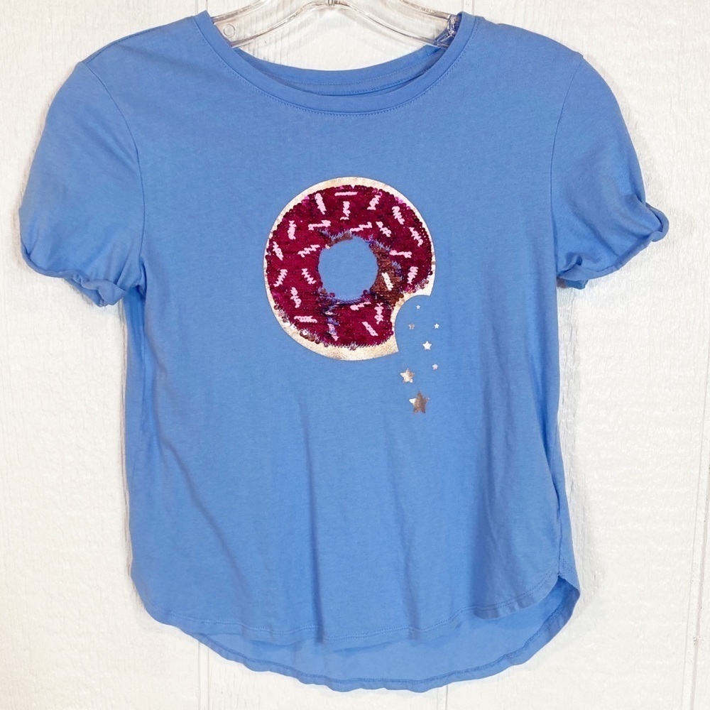 Girls Gap Donut Flippy Sequins Blue Top Medium